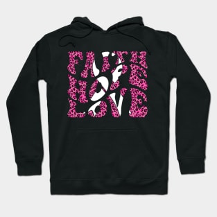 Faith Hope Love Leopard Print Cancer Shirt Breast Cancer Awareness Hoodie